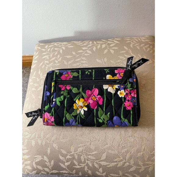 Vera Bradley Wallet Wild Flower Quilted Floral Turnlock Wallet With Zip Pocket - Picture 2 of 8